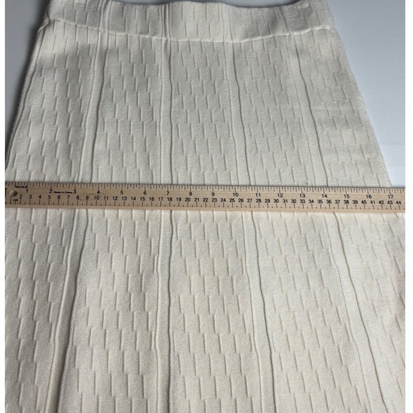Cyrus Womens Ivory Knit Midi Skirt Textured A-Line Cream Career SirenSize M - Picture 8 of 8